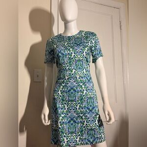Boden Blue and Green Patterned Midi Dress